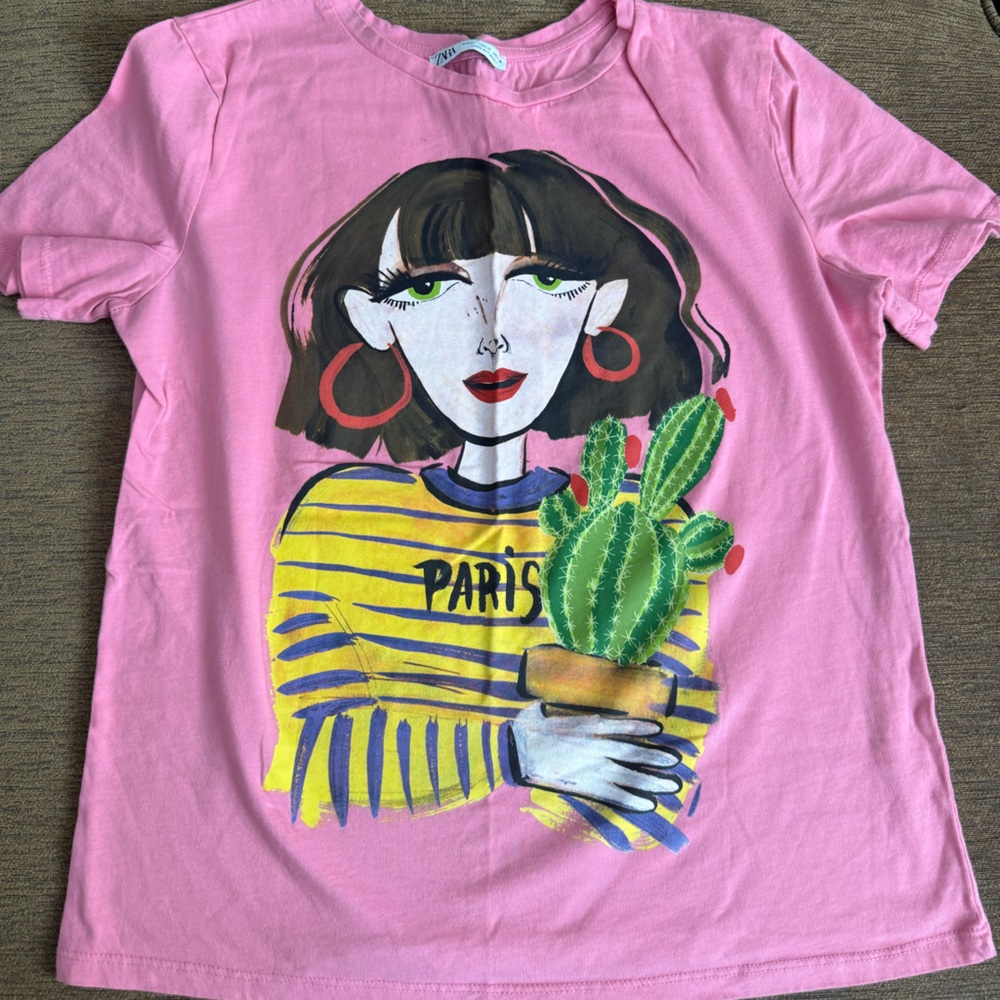 Zara Pink T-Shirt Women’s Size Medium